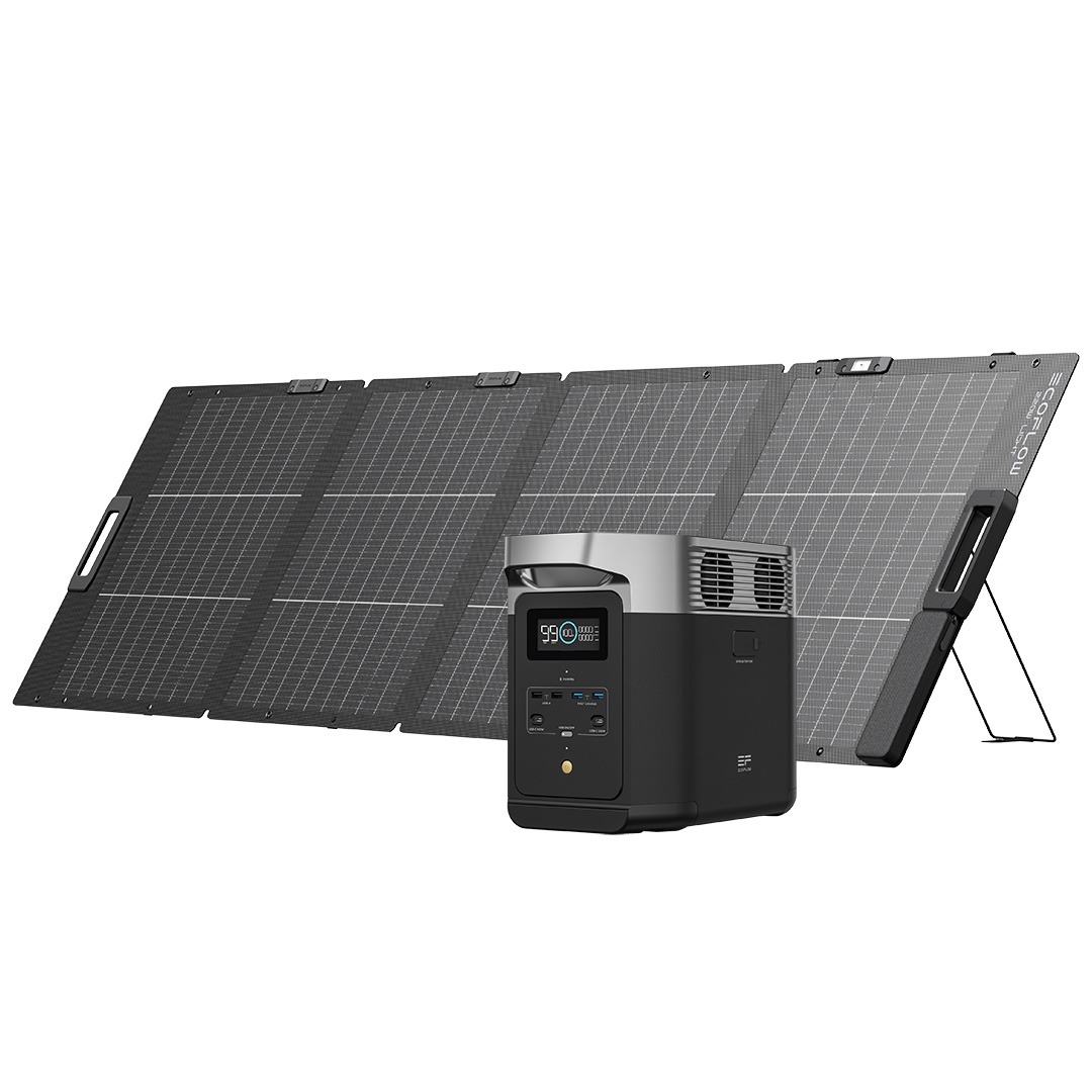 EcoFlow DELTA 2 + 220W lightweight foldable bifacial solar panel