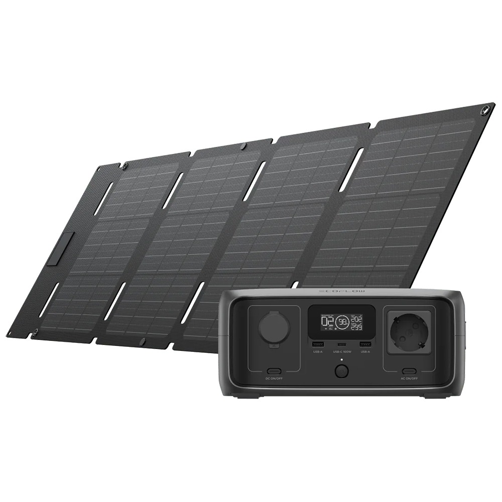 EcoFlow RIVER 3 UPS + 45W foldable solar panel with USB-C