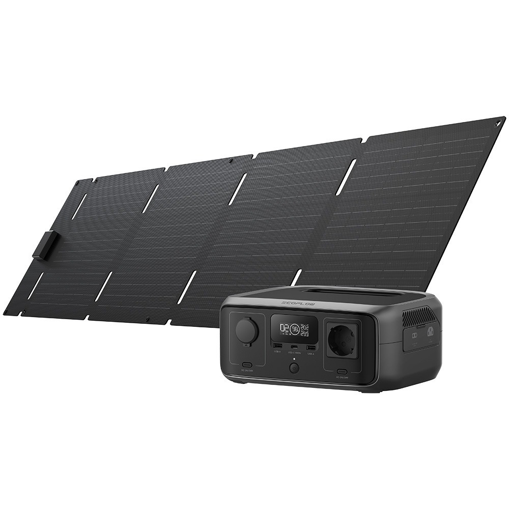 EcoFlow RIVER 3 + 60W foldable solar panel with USB-C