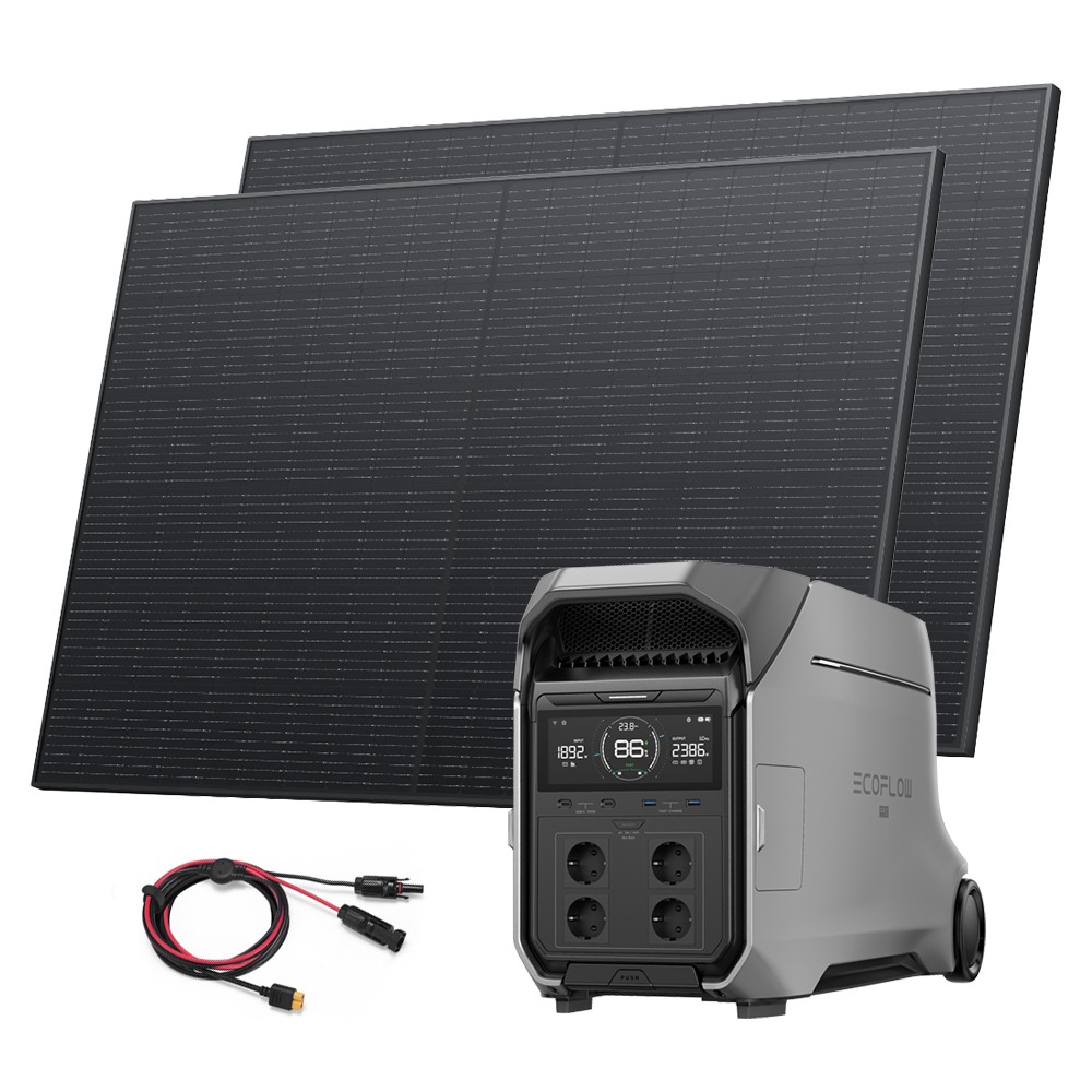 EcoFlow DELTA Pro 3 + 2x 400W solar panel and XT60i cable (3.5m)