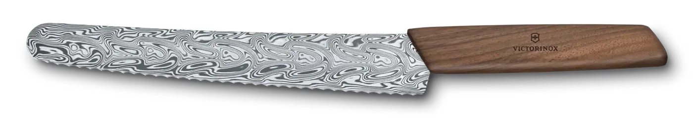 Victorinox Couteau à pain et pour pâtissiers Swiss Modern Damast Limited Edition 2021, 22 cm — Brun