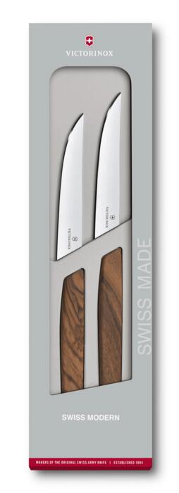 Victorinox Swiss Modern Steakmesser-Set, gerader Schliff, 12 cm — Bois de noyer