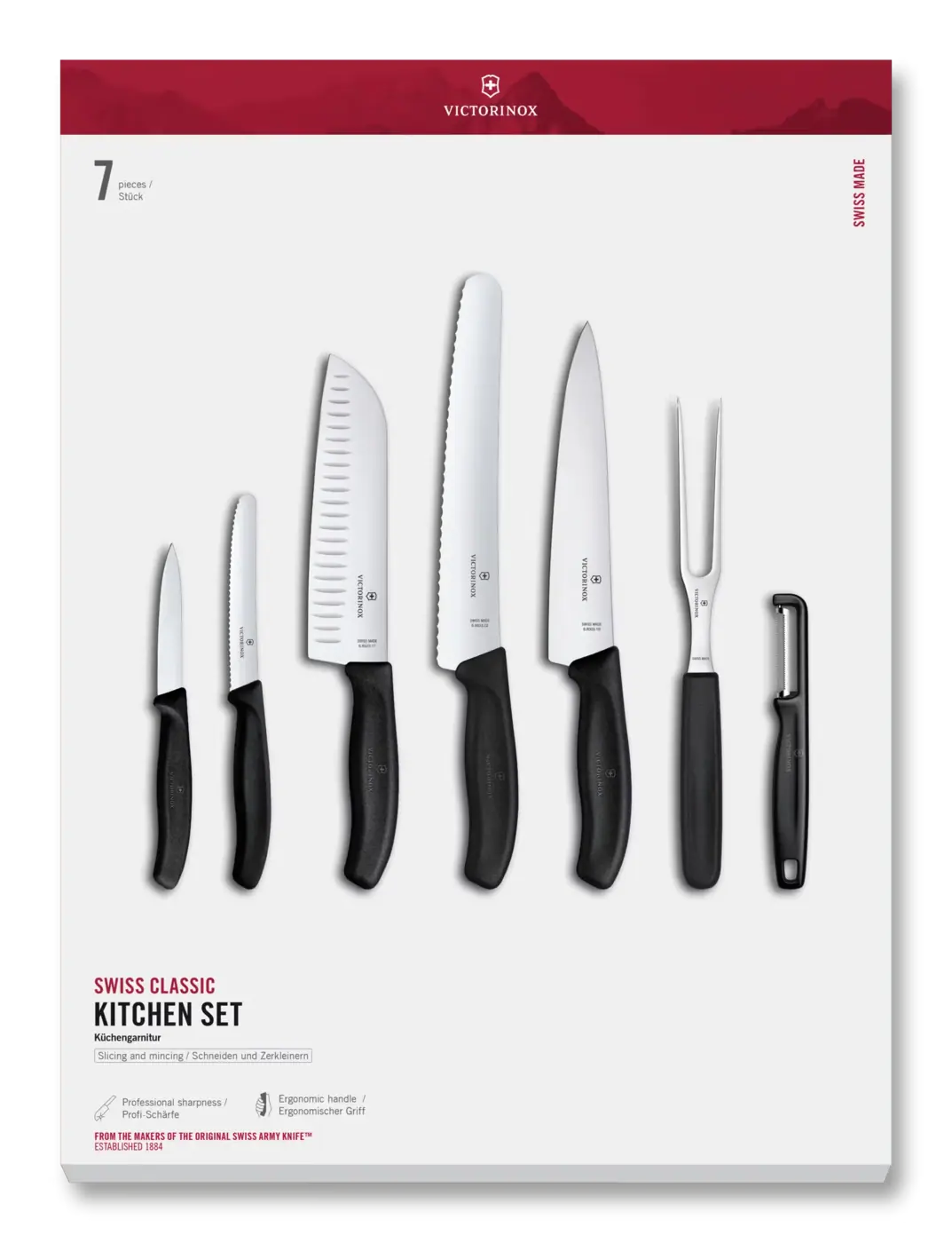 Victorinox Set de cuisine Swiss Classic, 7 pièces, 22 cm — Noir